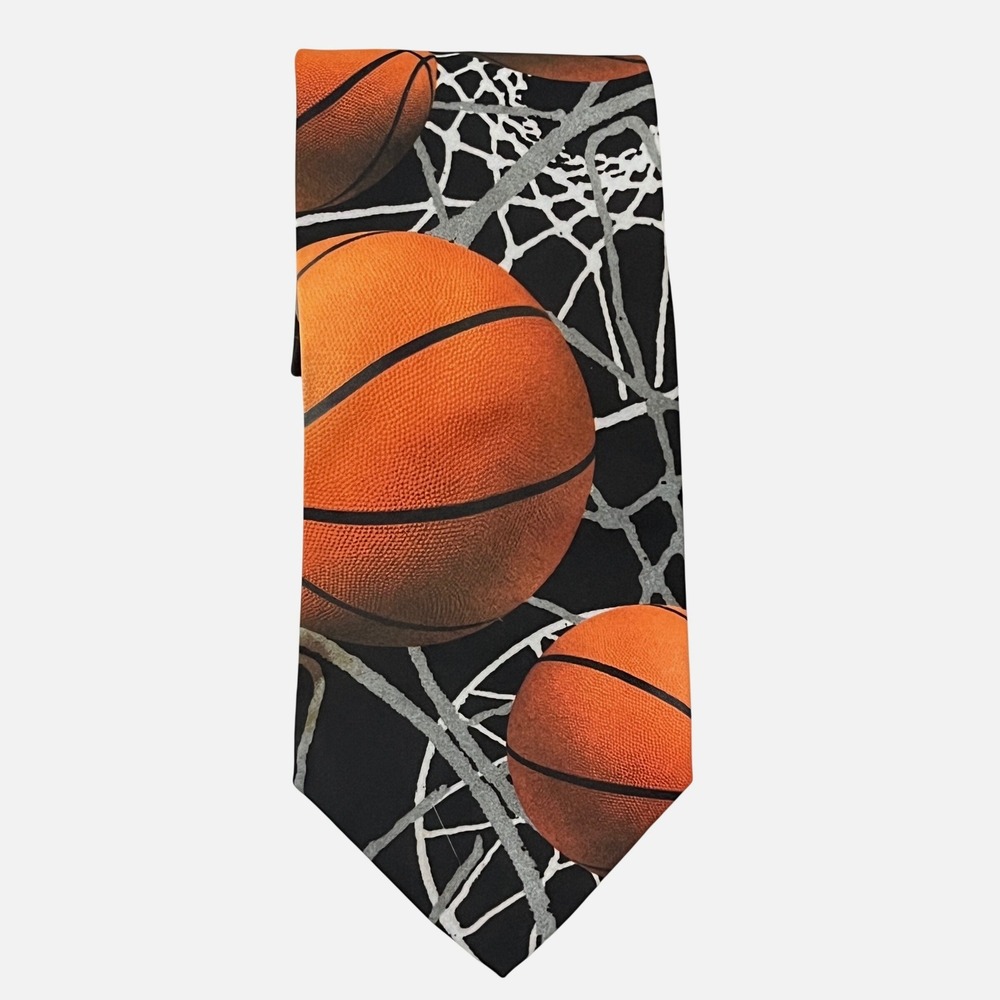 Ralph Marlin Tie Mens OS Orange Basketball Just Balls Vintage 2000 Novelty USA